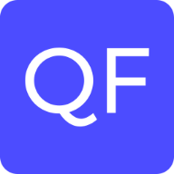 The icon of the quantified flu project - The letters Q and F in front of a blue background